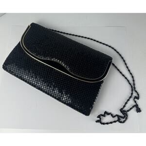 Vintage Black Cocktail Party Clutch/Purse Attach Chain UK Pat 1519245